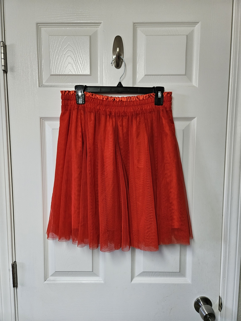 Bright Red Layered Mini Skirt with Elastic Waist